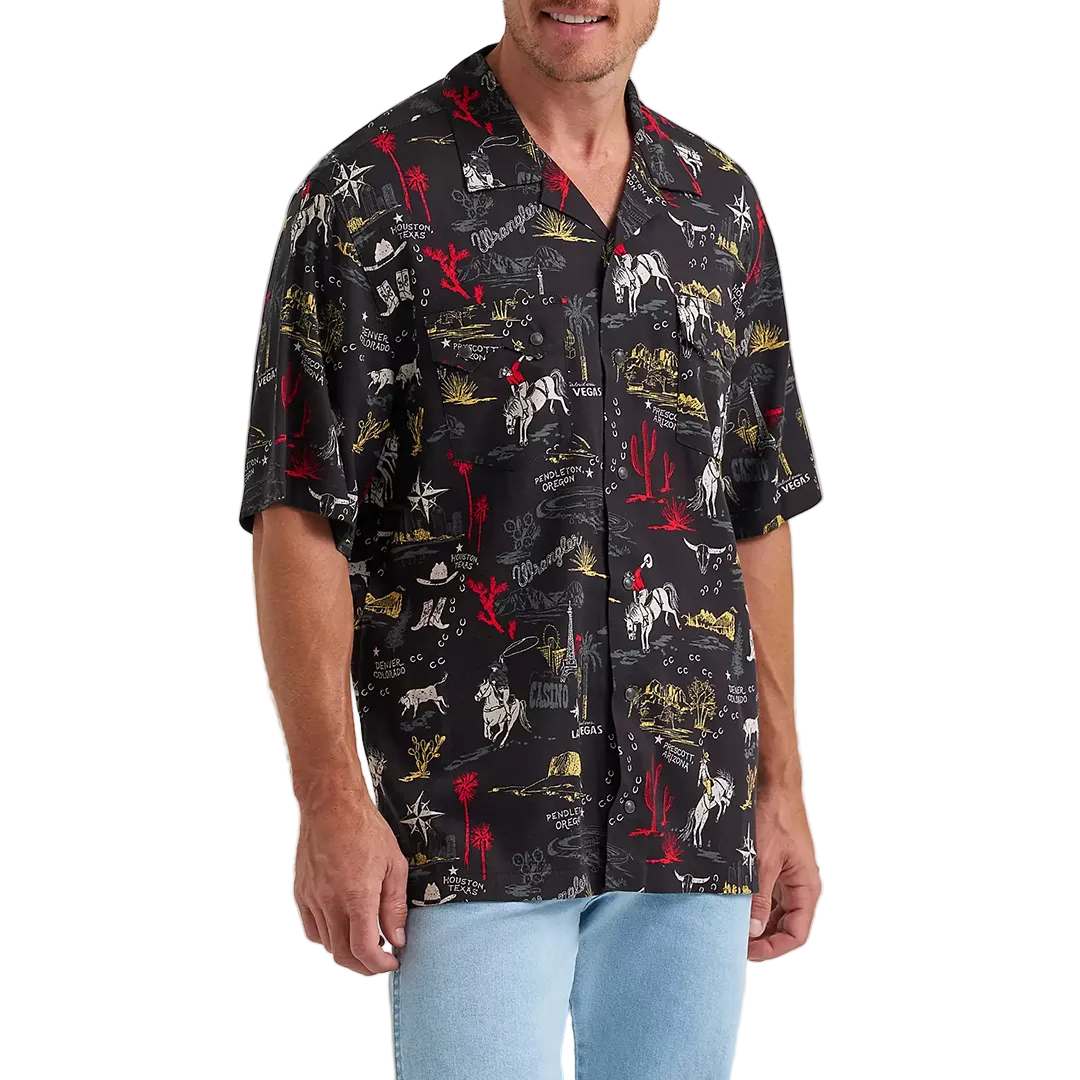 Wrangler Men's Coconut Cowboy Camp Short Sleeve Snap Shirt