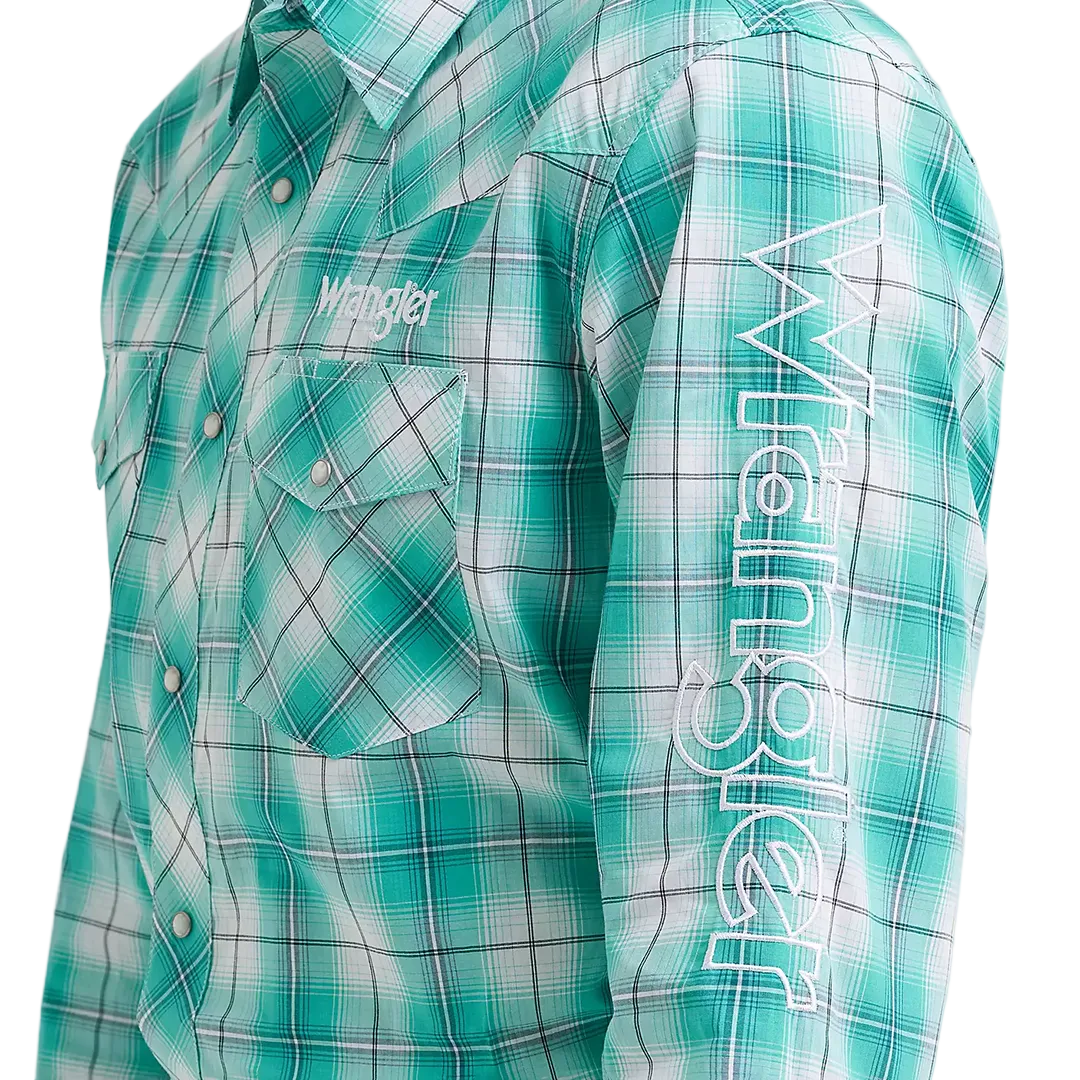 Wrangler Men's Logo Long Sleeve Snap Shirt