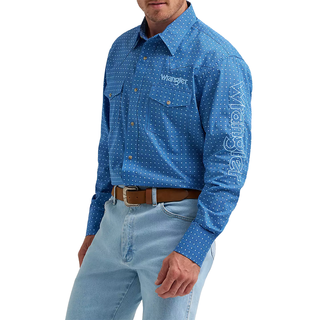 Wrangler Men's Logo Long Sleeve Snap Shirt