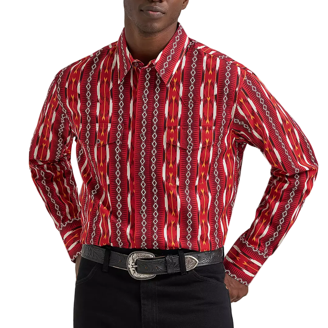 Wrangler Men's Checotah Aztec Long Sleeve Snap Shirt
