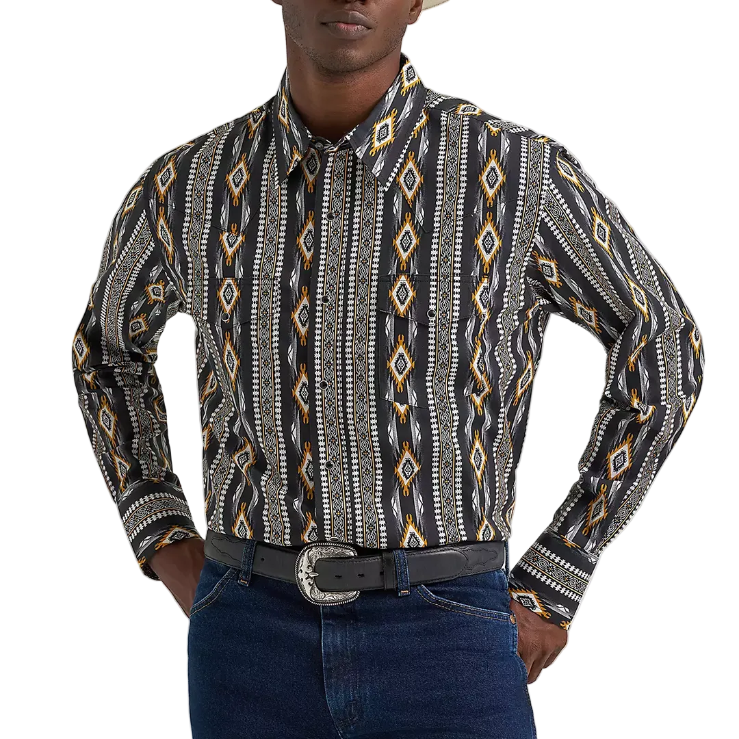 Wrangler Men's Checotah Aztec Long Sleeve Snap Shirt