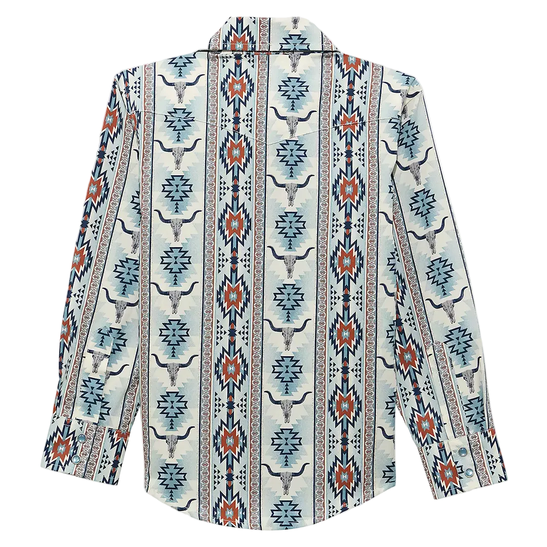 Wrangler Boys' Checotah Aztec Long Sleeve Snap Shirt