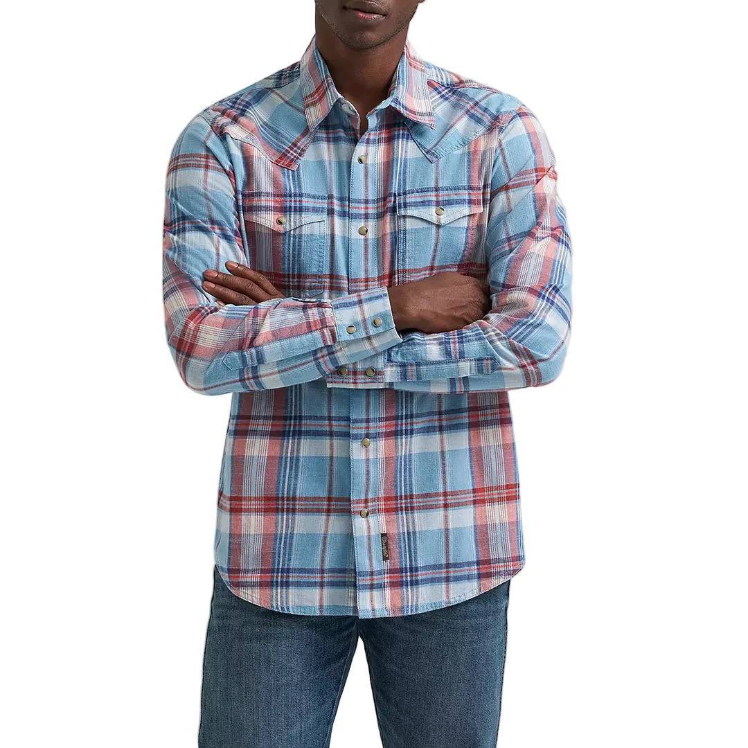 Chemise à manches longues à boutons-pression pour homme Wrangler Retro à carreaux