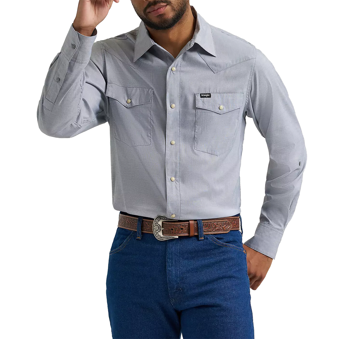 Wrangler Men's All Terrain Gear Drover Utility Long Sleeve Snap Shirt