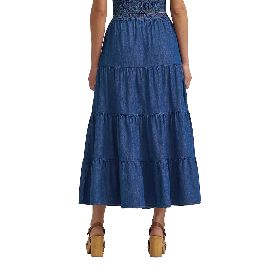 Wrangler Women's Denim Tiered Maxi Skirt