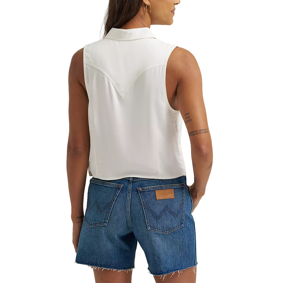 Wrangler Women's Embroidered Sleeveless Snap Shirt