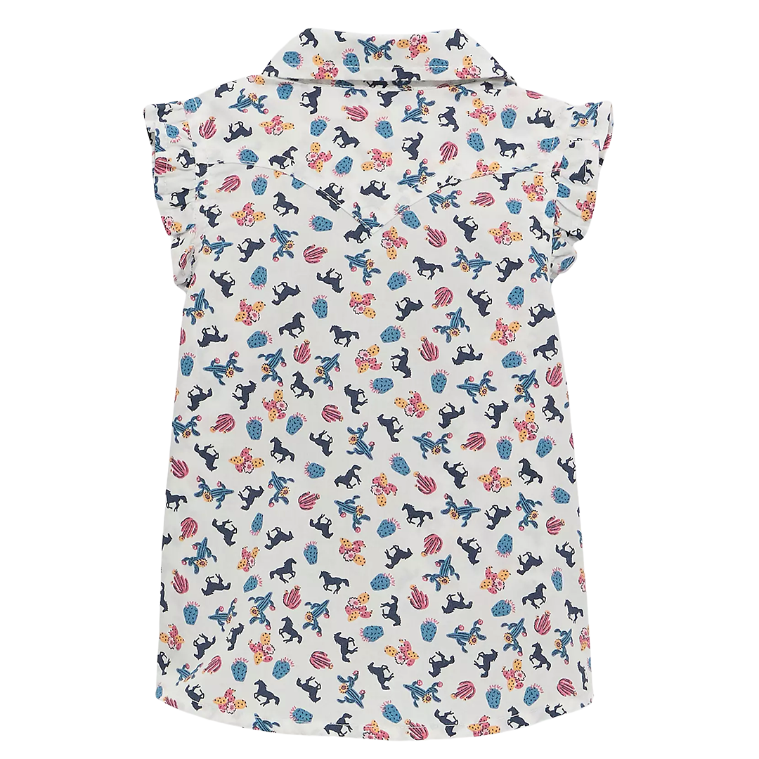 Wrangler Baby Girls' Sleeveless Ruffle Western Shirt