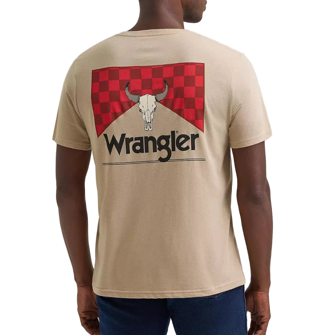 Wrangler Men's Bull Checkerboard Back Graphic T-Shirt