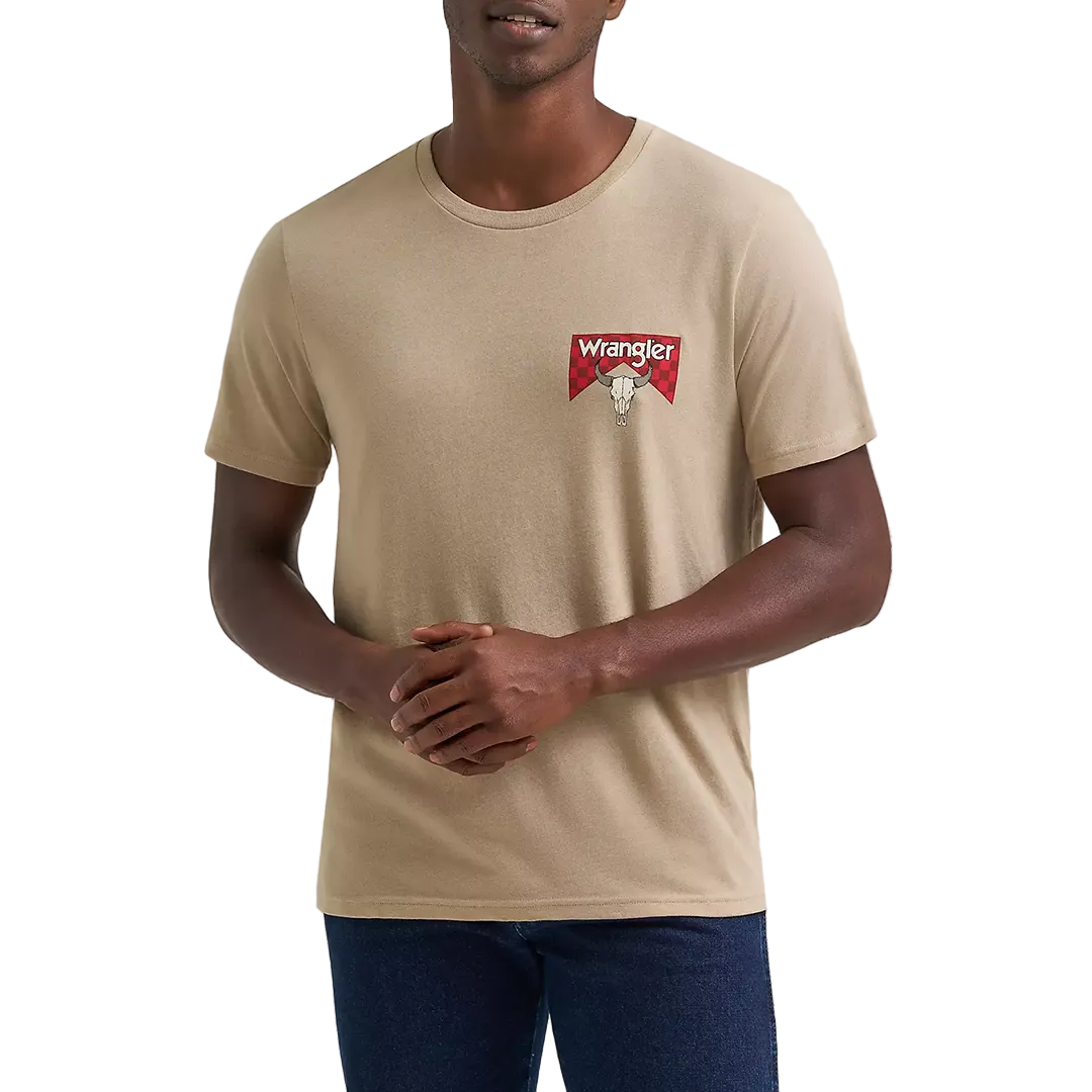 Wrangler Men's Bull Checkerboard Back Graphic T-Shirt