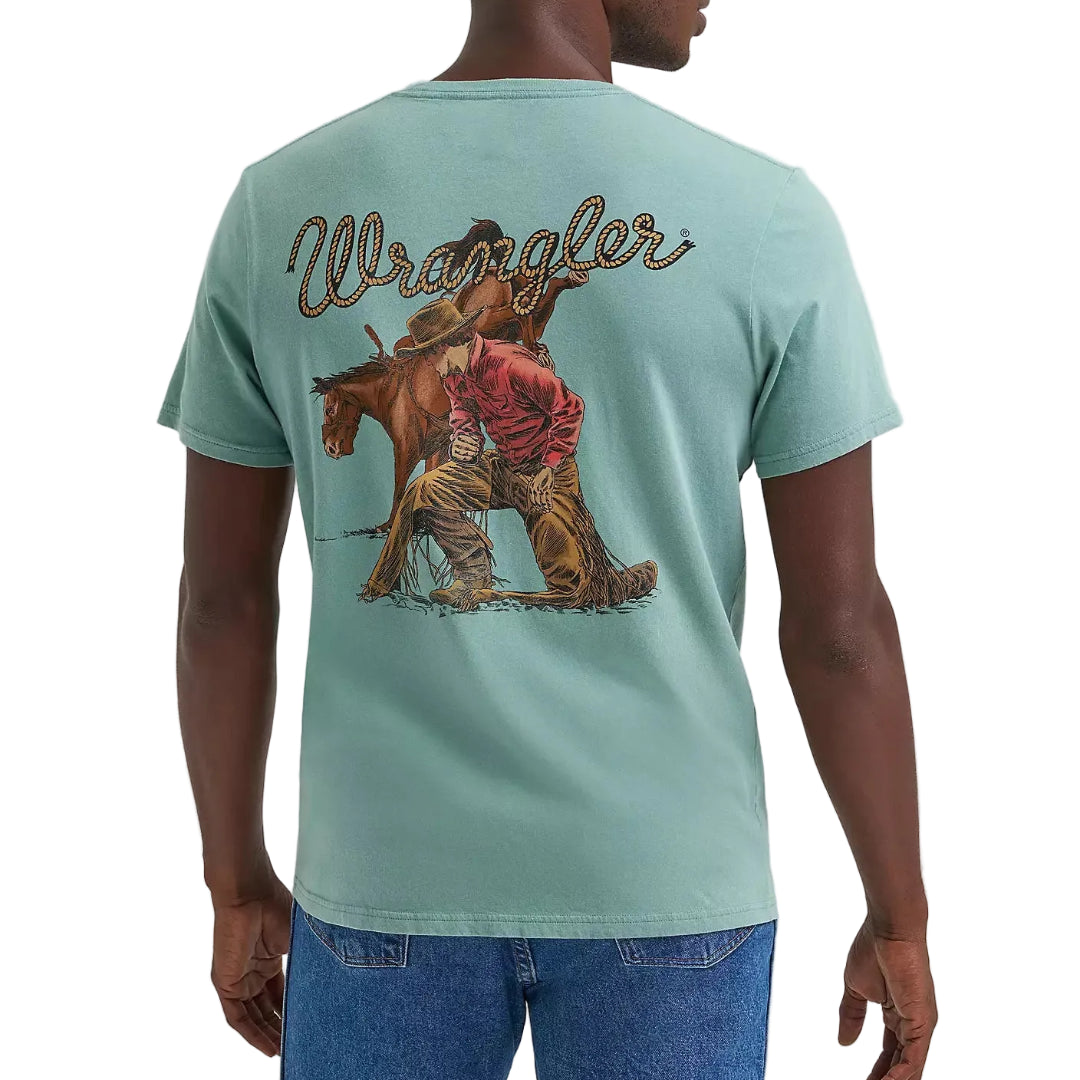 Wrangler Men's Kneeling Cowboy Back Graphic T-Shirt