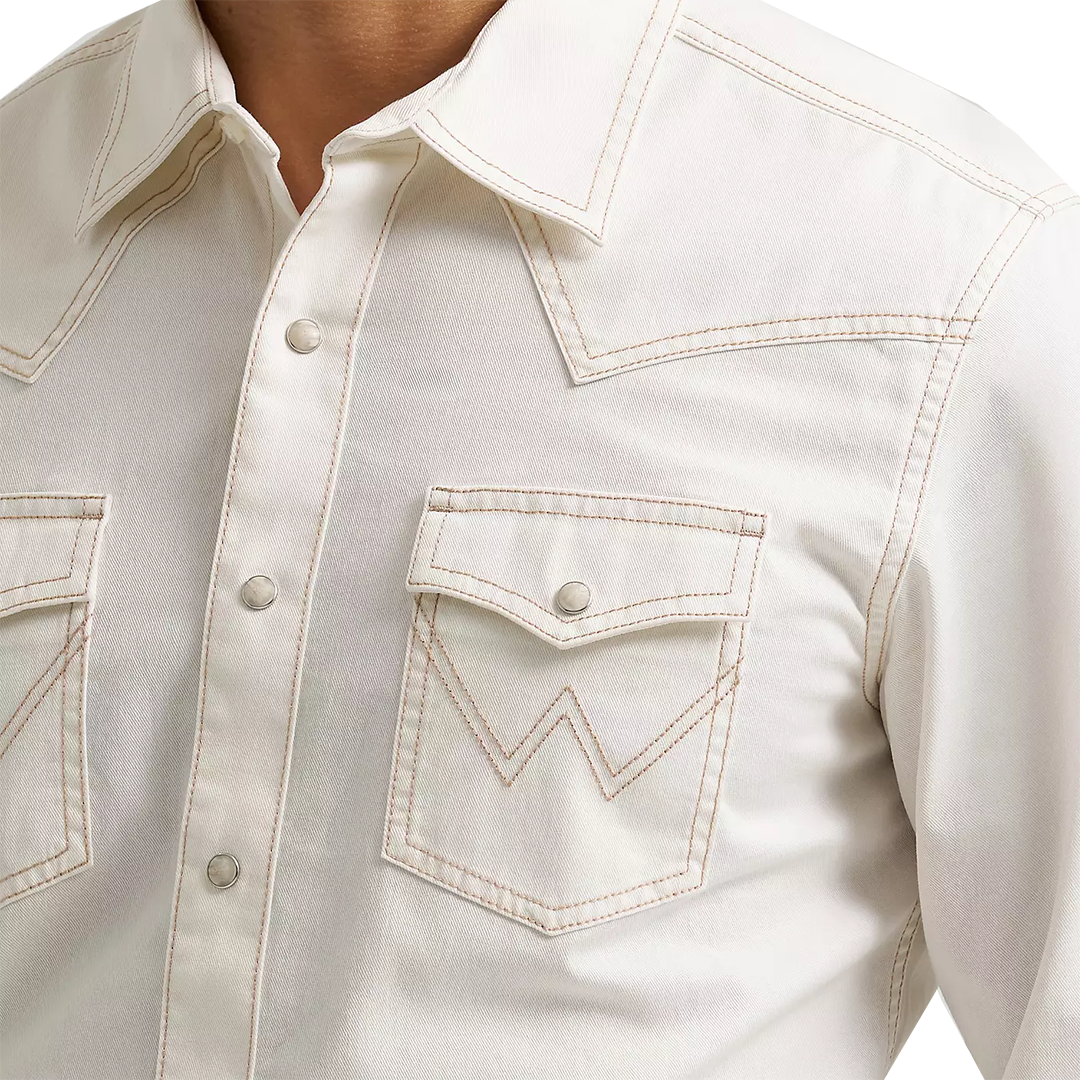 Wrangler Men's Retro Solid Long Sleeve Snap Shirt