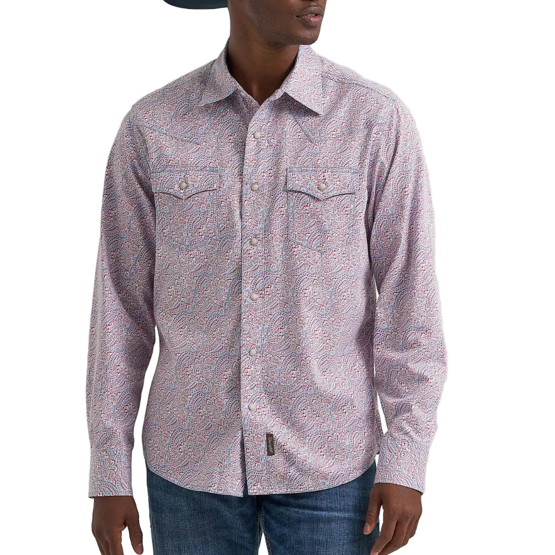 Wrangler Men's Retro Premium Paisley Print Long Sleeve Snap Shirt