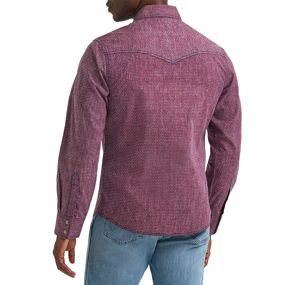 Wrangler Men's Retro Premium Print Long Sleeve Snap Shirt