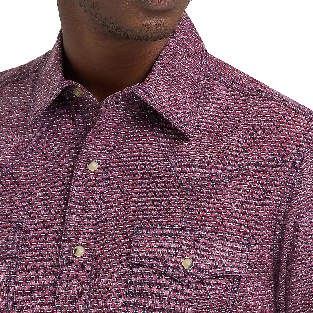 Wrangler Men's Retro Premium Print Long Sleeve Snap Shirt