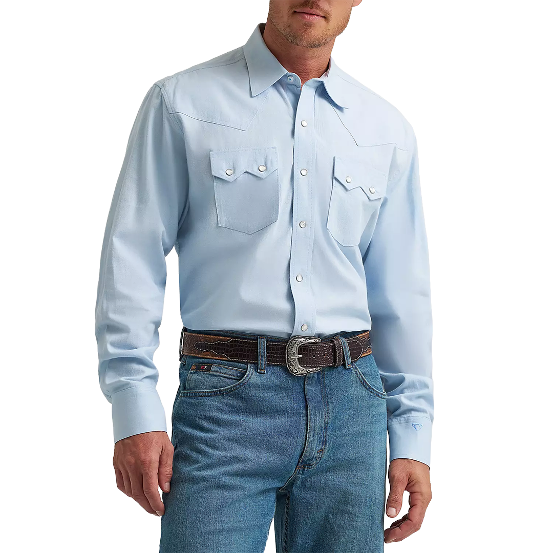 Wrangler Men's Cody Johnson Solid Long Sleeve Snap Shirt