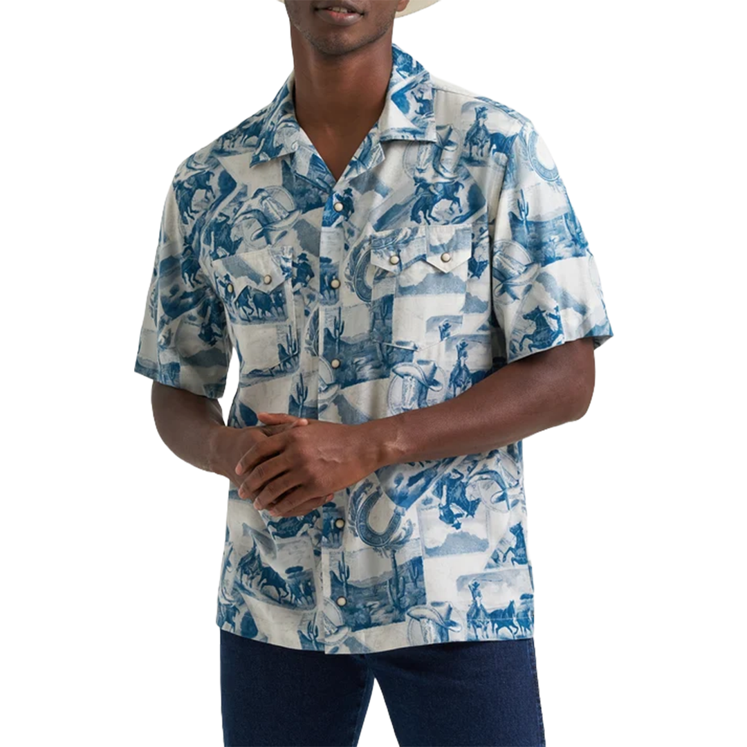 Chemise à manches courtes à boutons-pression Wrangler Coconut Cowboy Camp pour homme