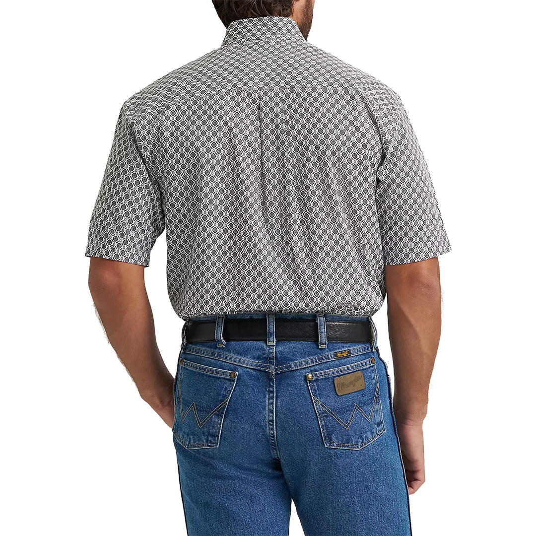 Wrangler Men's George Strait Geometric Print Short Sleeve Button Shirt