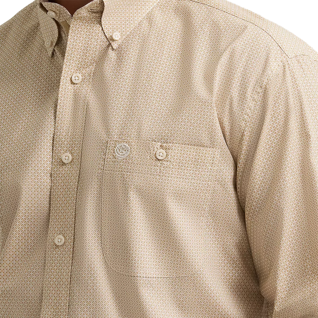Chemise à manches longues boutonnée à imprimé diamant rétro de qualité supérieure Wrangler pour homme