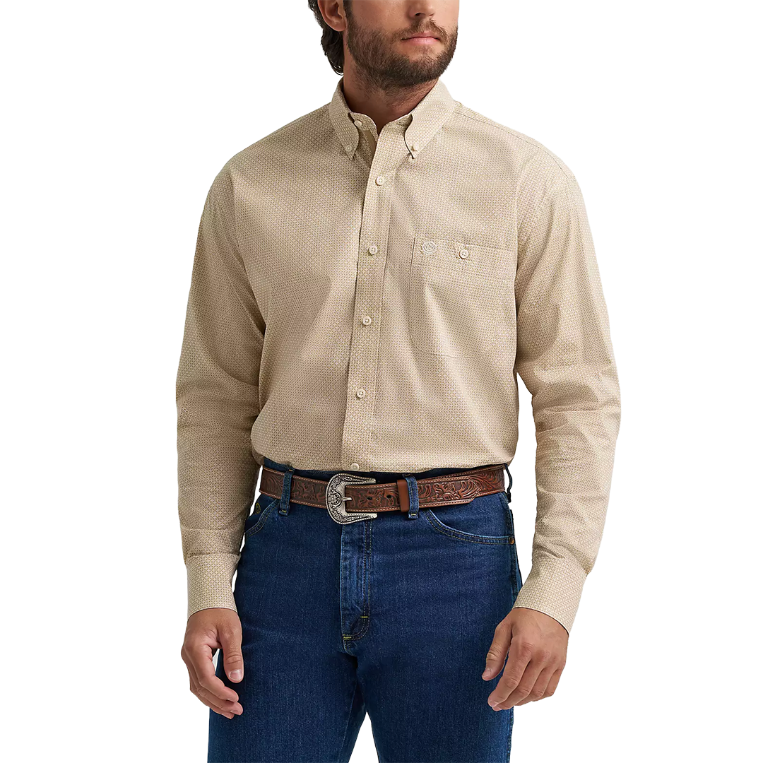 Chemise à manches longues boutonnée à imprimé diamant rétro de qualité supérieure Wrangler pour homme