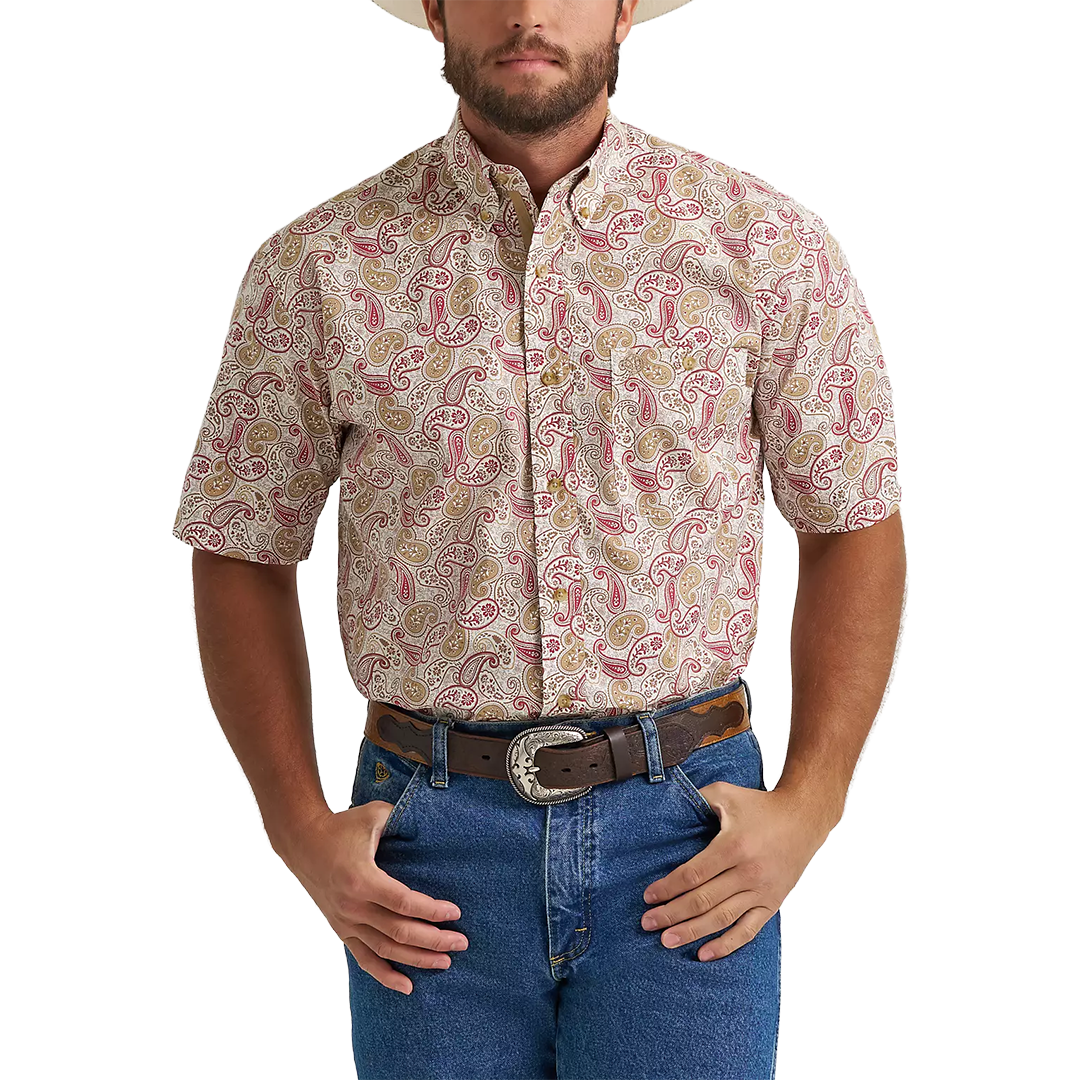 Wrangler Men's  George Strait Paisley Short Sleeve Button Shirt