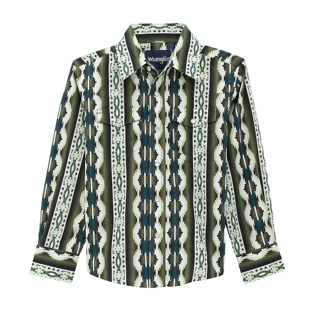 Wrangler Boys' Checotah Aztec Long Sleeve Snap Shirt