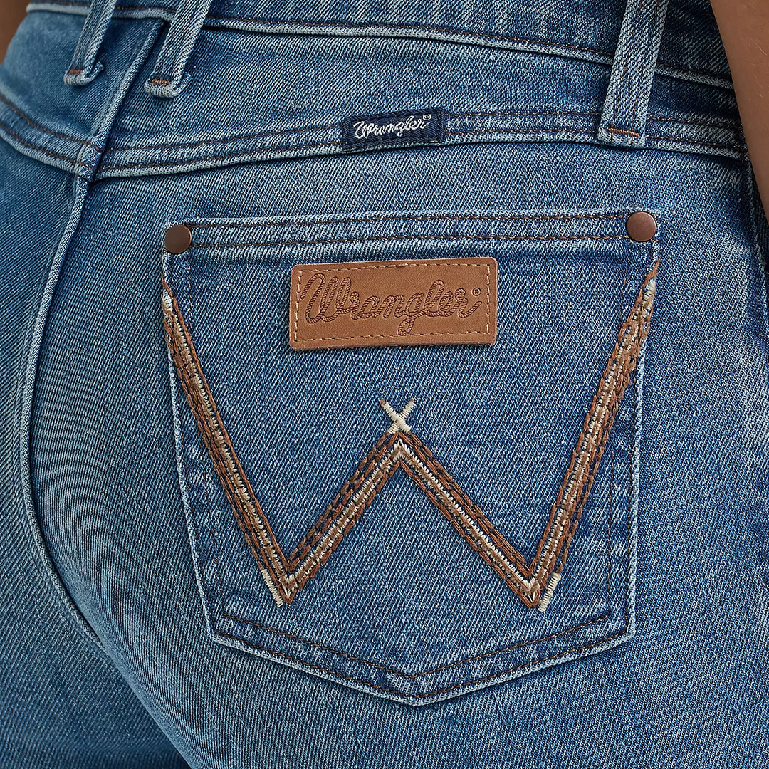 Jean Wrangler pour femme, coupe cowboy, taille haute