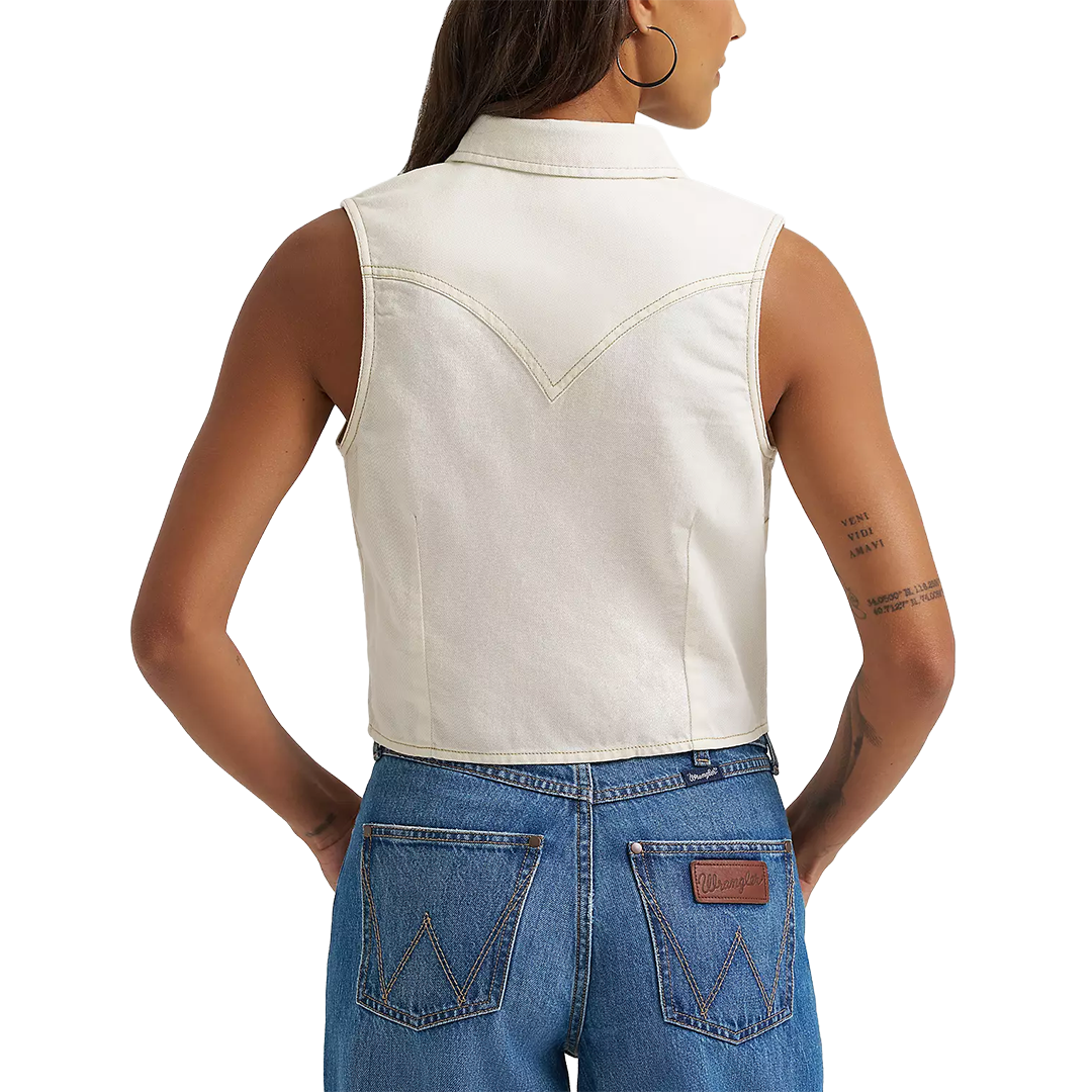 Wrangler Women's Denim Sleeveless Snap Shirt