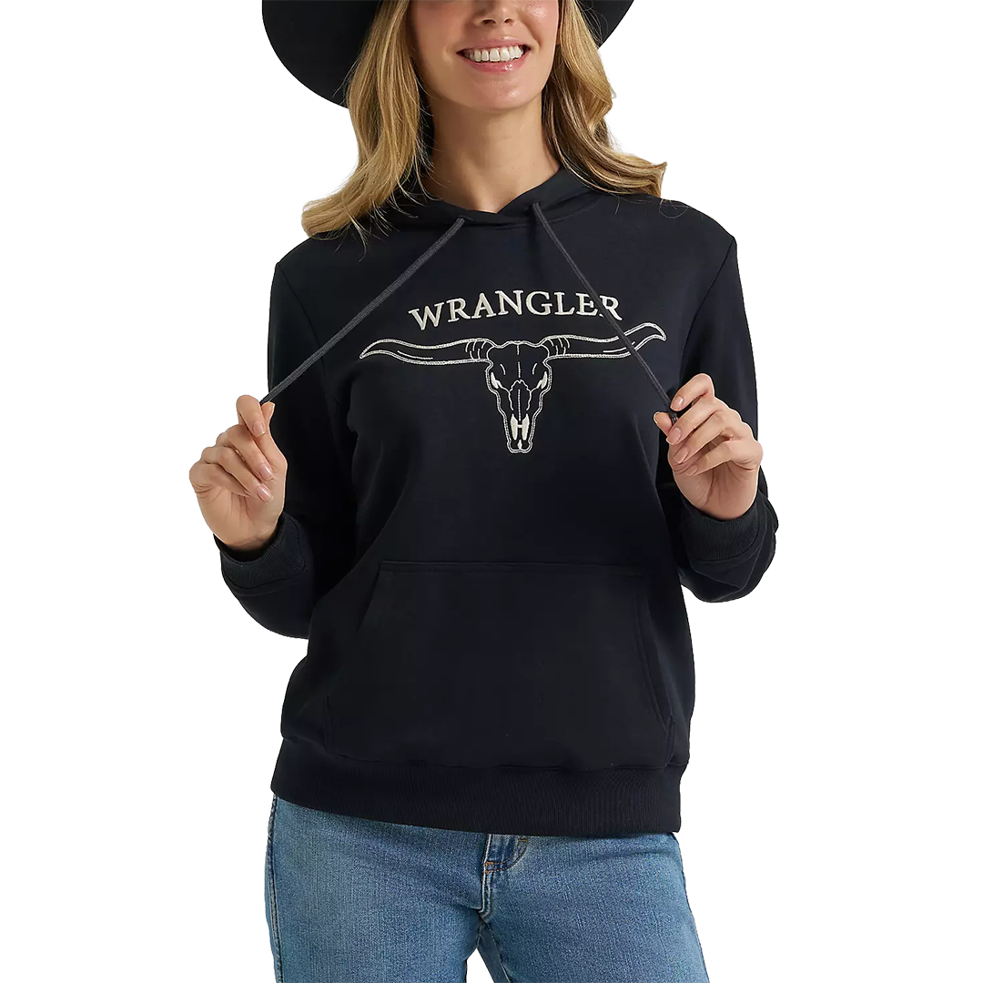 Wrangler Women's Embroidered Steer Head Graphic Pullover Hoodie