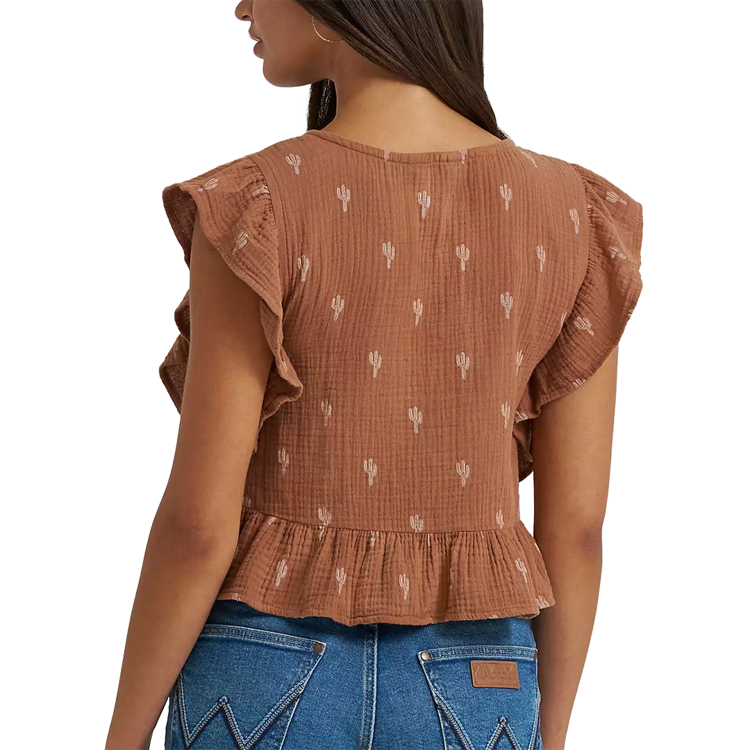 Wrangler Women's Gauzy Flutter Sleeve Blouse