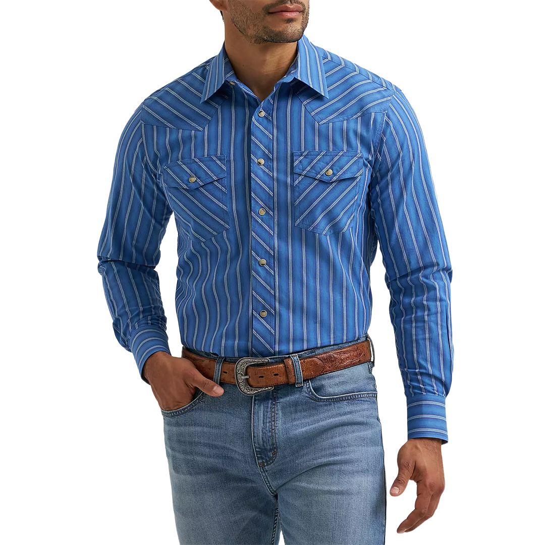 Chemise à manches longues boutonnée à imprimé diamant rétro de qualité supérieure Wrangler pour homme