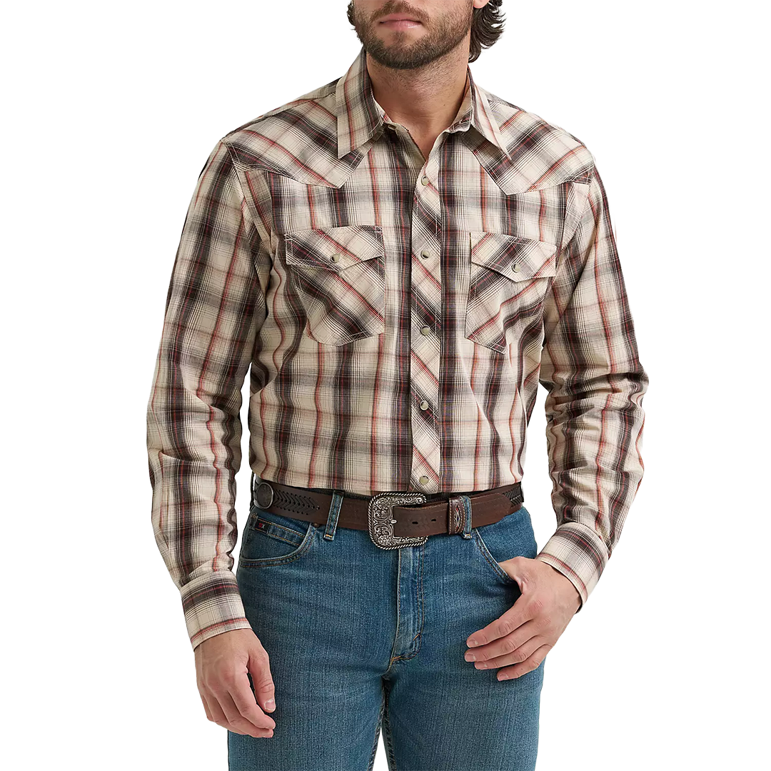 Chemise à manches longues boutonnée à motif écossais Wrangler Rétro Premium pour homme