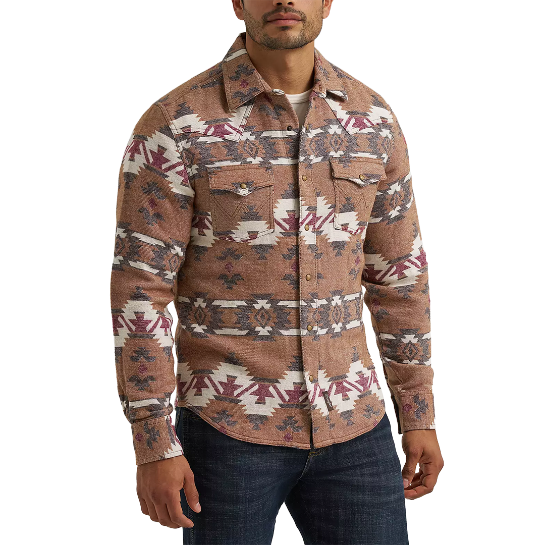 Wrangler Men's Retro Premium Western Snap Jacquard Shirt
