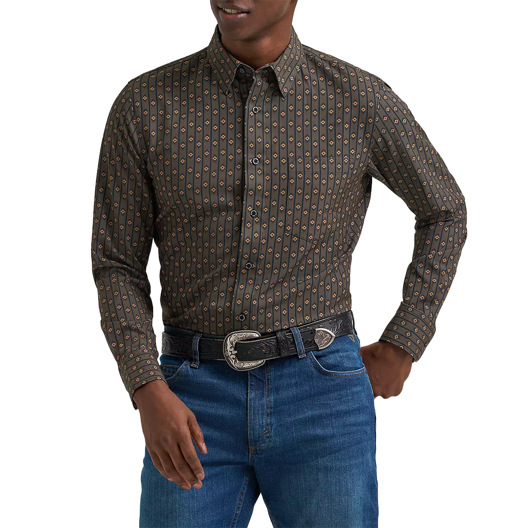Chemise à manches longues boutonnée à motif écossais Wrangler Rétro Premium pour homme