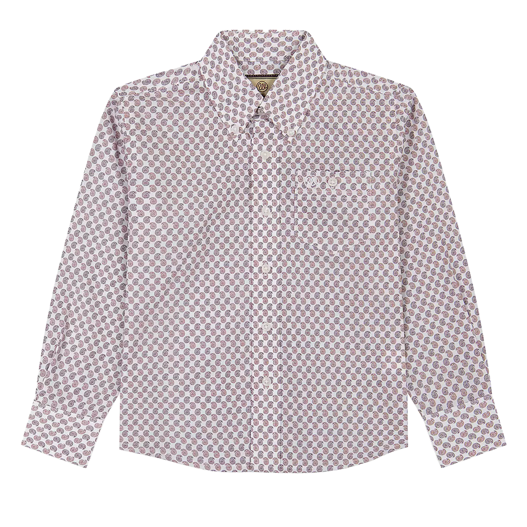 Wrangler Boys' Classic Print Long Sleeve Button Shirt