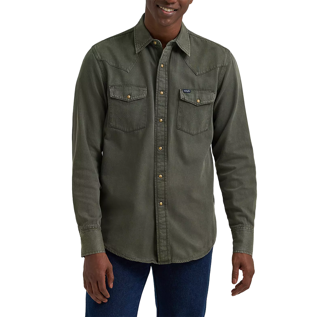 Chemise à manches longues boutonnée à motif écossais Wrangler Rétro Premium pour homme
