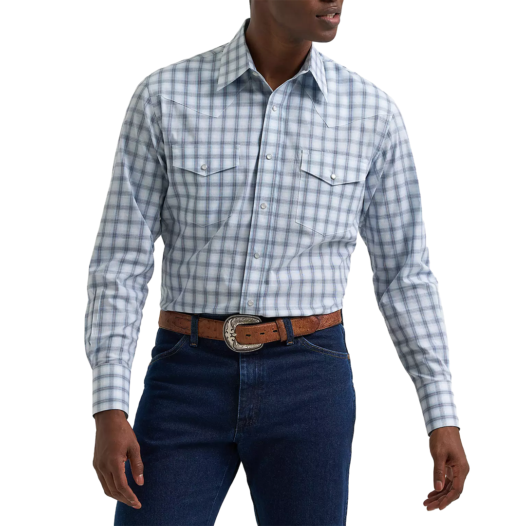 Chemise à manches longues boutonnée à imprimé diamant rétro de qualité supérieure Wrangler pour homme