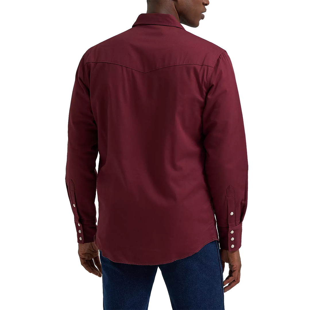 Wrangler Men's Flannel Lined Solid Long Sleeve Snap Work  Shirt
