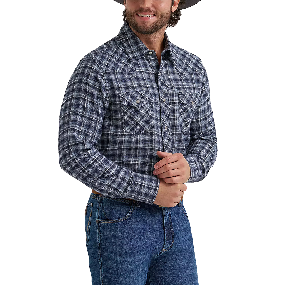 Chemise à manches longues boutonnée à motif écossais Wrangler Rétro Premium pour homme