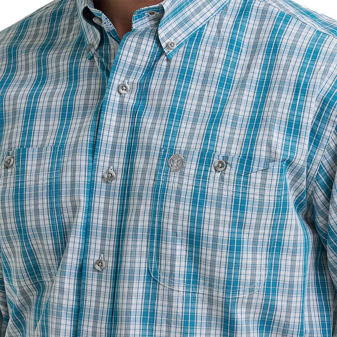 Chemise à manches longues boutonnée à motif écossais Wrangler Rétro Premium pour homme