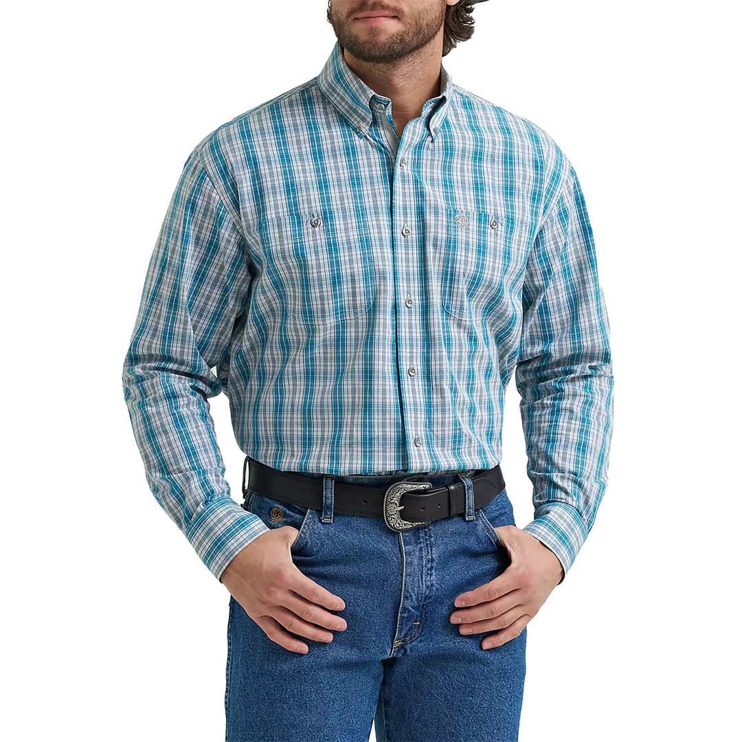 Chemise à manches longues boutonnée à motif écossais Wrangler Rétro Premium pour homme
