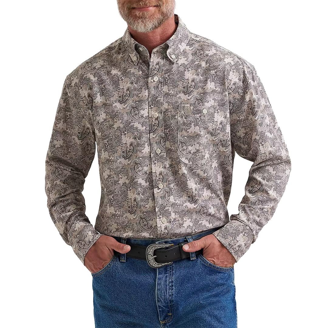 Wrangler Men's George Strait Paisley Printed Long Sleeve Button Shirt