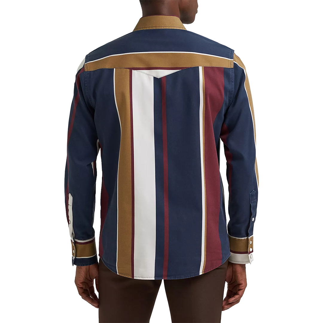Wrangler Men's Vintage Inspired Brushpopper Long Sleeve Snap Shirt