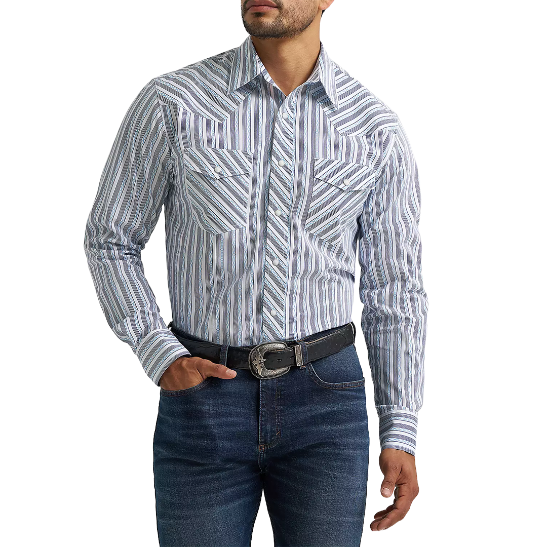 Chemise à manches longues boutonnée à motif écossais Wrangler Rétro Premium pour homme