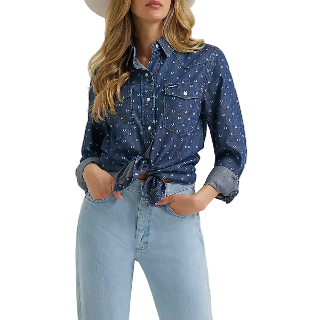 Chemise western brodée chevaux coupe ample Wrangler pour femme