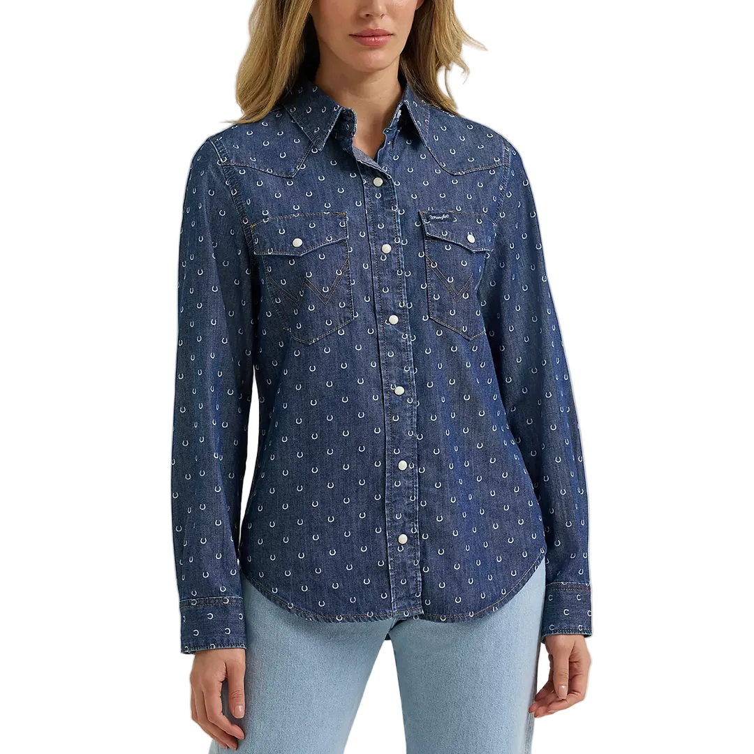 Chemise western brodée chevaux coupe ample Wrangler pour femme