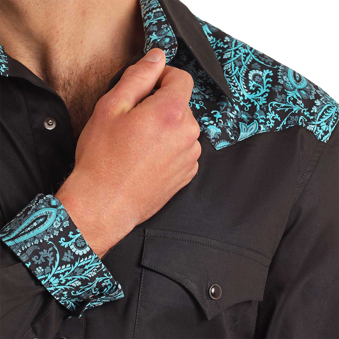 Chemise à manches longues et à boutons-pression Rock & Roll Denim Paisley Yolk Western