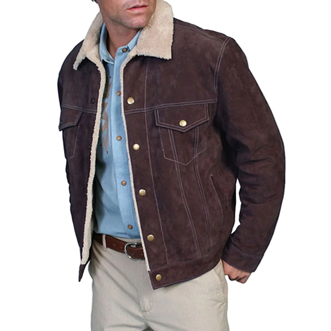Scully Men's Sherpa Lined Boar Suede Western Jacket
