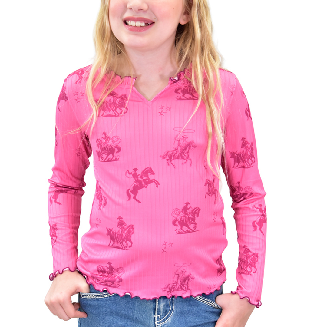 Blouse à manches longues imprimée Western Cowgirl Hardware pour filles