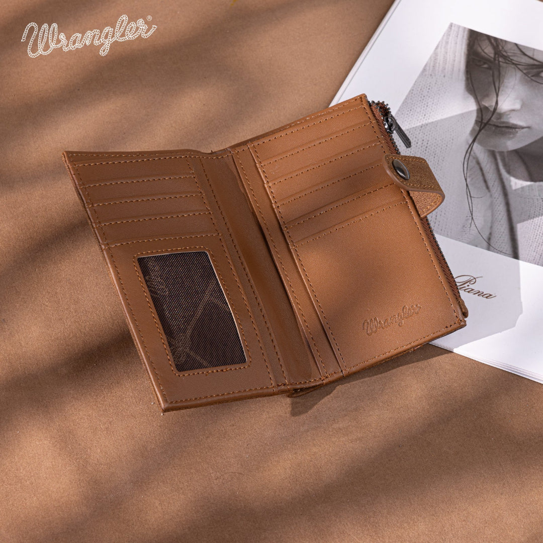 Portefeuille à deux volets pour femme Wrangler avec motif floral ciselé