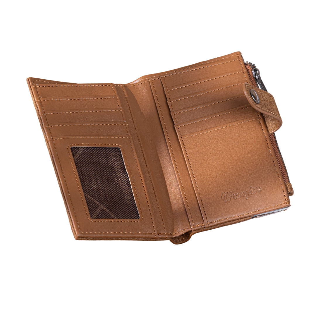 Wrangler Women's Genuine Hair-On Cowhide Card Holder Bi-Fold Wallet